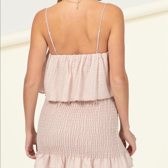 Pink Spaghetti Strap Body Control Ruched Mini Dress NWT - Picture 5 of 10